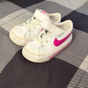 Nike Kids Sneakers White with Pink Swoosh